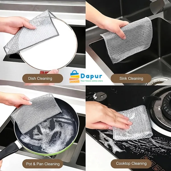 Dapurbd-kitchenware-gadgests-cleaningtools-Magic Cleaning Cloth Silver Steel Wire Thickened Rags- Cover