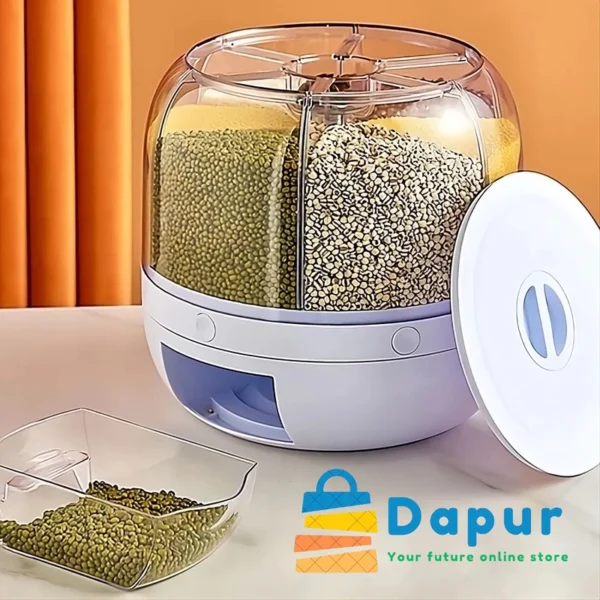 DapurBD-Kitchenware-Spice Box & Tools-6-Grid Dry Food Container Rice-Cereal Dispenser-cover