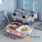 DapurBD-Kitchenware-3 Compartment Stainless Steel Bento Lunch Box with Spoon & Chopsticks for Kids & Adult-02