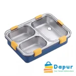 DapurBD-Kitchenware-3 Compartment Stainless Steel Bento Lunch Box with Spoon & Chopsticks for Kids & Adult-04