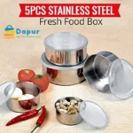 DapurBD-Kitchenware- Cooking Tools- 5 Pcs Multifunctional Stainless Steel Protect Fresh Box With Lid- 01