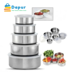 DapurBD-Kitchenware- Cooking Tools- 5 Pcs Multifunctional Stainless Steel Protect Fresh Box With Lid- 04