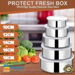 DapurBD-Kitchenware- Cooking Tools- 5 Pcs Multifunctional Stainless Steel Protect Fresh Box With Lid- 07