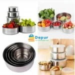 DapurBD-Kitchenware- Cooking Tools- 5 Pcs Multifunctional Stainless Steel Protect Fresh Box With Lid- 09