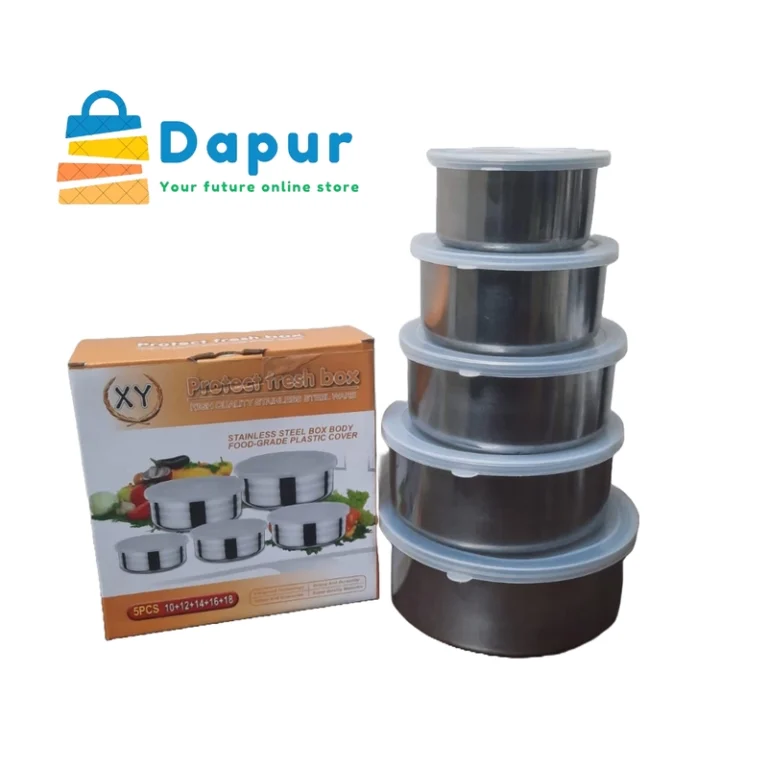 DapurBD-Kitchenware- Cooking Tools- 5 Pcs Multifunctional Stainless Steel Protect Fresh Box With Lid- Cover