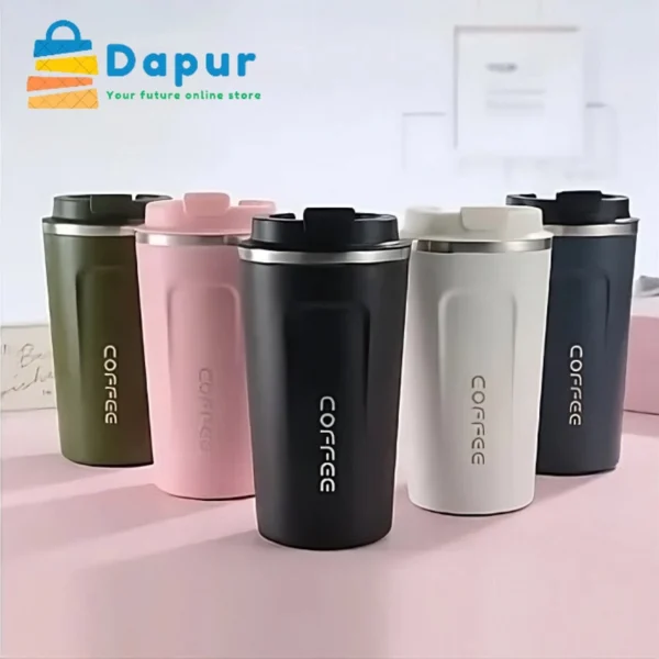 DapurBD-Kitchenware-Thermal Flasks & Containers-Coffee Cup Portable 510Ml Double Wall 304 Stainless Steel Thermal Flask-Cover