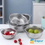 16.5-31.5cm Large Rice Washing Bowl New 304 Stainless Steel Storage Baskets-DapurBD-03