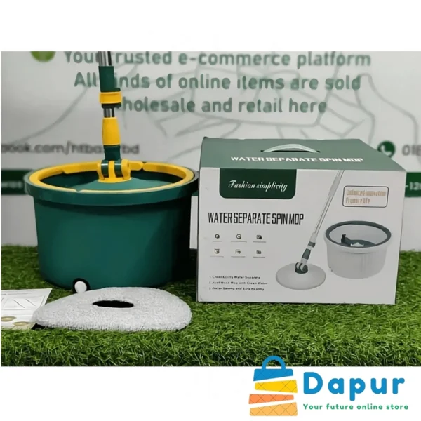 Water Separaate 360° Rotating Round Microfiber Spin Mop and Bucket Set-Cleaning tools-DapurBD-Cover